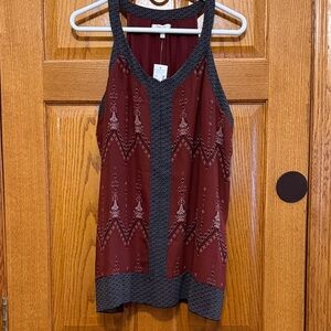 Maurices Maroon and Black Patterned Tank Top